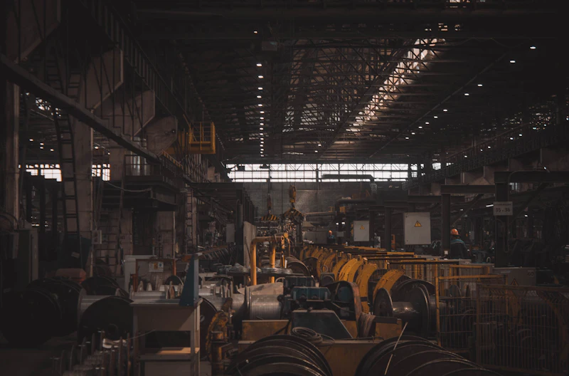 Eine Industriehalle mit Maschinen
